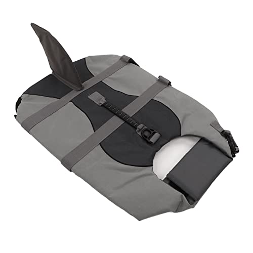 Dog Life Vest Adjustable Safe Pet Floatation Jacket with Back Handle D Ring for Beach Boating Swimming Gray (M)