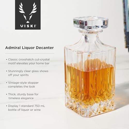 Viski Admiral Whiskey Decanter with Stopper, Elegant Liquor Decanter for Bourbon, Scotch, Spirits, Wedding Gifts, Man Cave Essentials, Home Bar Accessories, 30 oz (887 ml) - Image 2