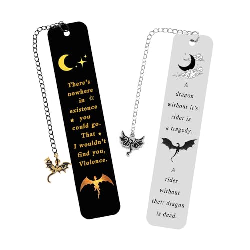 Fantasy Dragon Bookmark Set 2.0 Fourth Wing Metal Bookmarks Cool Book Mark for Book Lovers Writers Readers Teens Men Women Adults (Sliver & Gold)