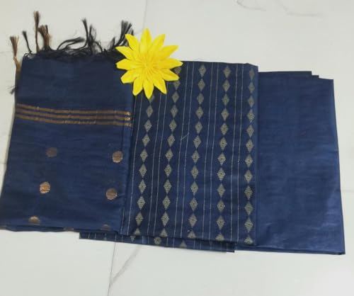 Image of STB-SILK TEXTILES BHAGALPUR Women's Bhagalpuri Cotton Silk Unstitched Salwar Suit Dress Material With Dupatta