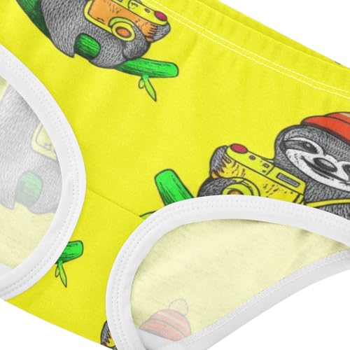 Designer Toddler Underwear Floral 2t Cotton Little Girl Panties Cute Sloths Yellow Briefs Girls Undies4