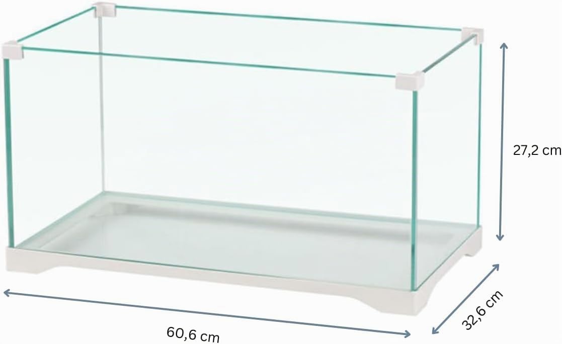 Aquariumline tartarughiera/teca in vetro per rettili, tartarughe d’acqua e di terra cm60x32x27h capacità 54 litri