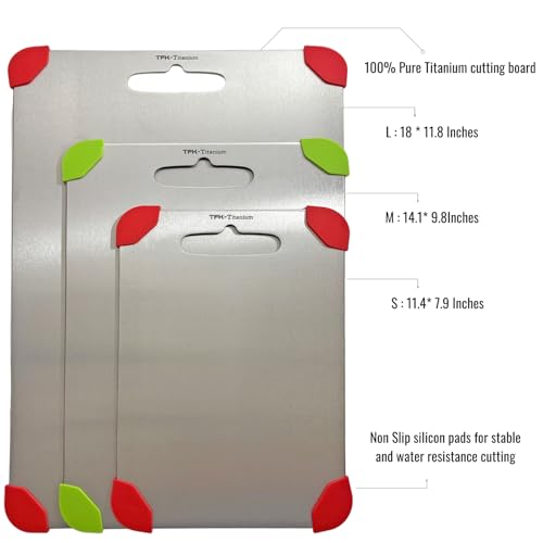 Titanium Cutting Board - 100% Pure Titanium Cutting Boards for Kitchen, Non toxic, Dishwasher safe and with Non slip silicon pads for stable and water resistance cutting (Medium) - image 7