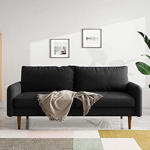 SILKIR Couches for Living Room 70 Inch Comfy Sofa for Living Room 3 Person Couch for Living Room,Office,and Apartment,Loveseat Small Couch for Bedroom,Black Cover