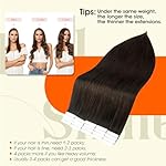 Full Shine Brown Tape in Hair Extensions Real Human Hair 20 Inch Skin Weft Seamless Pu Human Hair Extension 20 Pcs 50Gram Thick End Straight Hair Remy Tape in Hair Extensions Add length for Women - Image 3