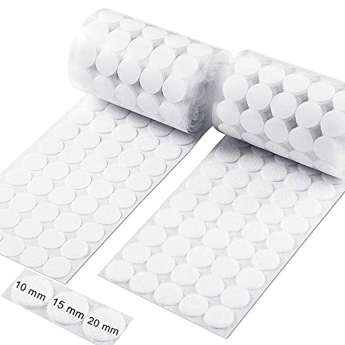 Befol Lot de 504 paires de pastilles auto-adhésives 10 mm - 1008 pastilles Velcro - Pour papier, plastique, verre, vêtements (blanc) Cover