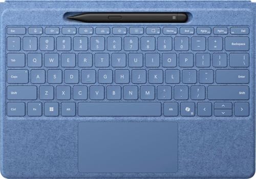 Image of Microsoft Surface Pro Flex Keyboard with Slim Pen Bundle, 2-in-1 Alcantara keyboard for Surface Pro Copilot+ (11th Edition), Pro 9 and 8, Windows 11 Copilot+ PC, Sapphire