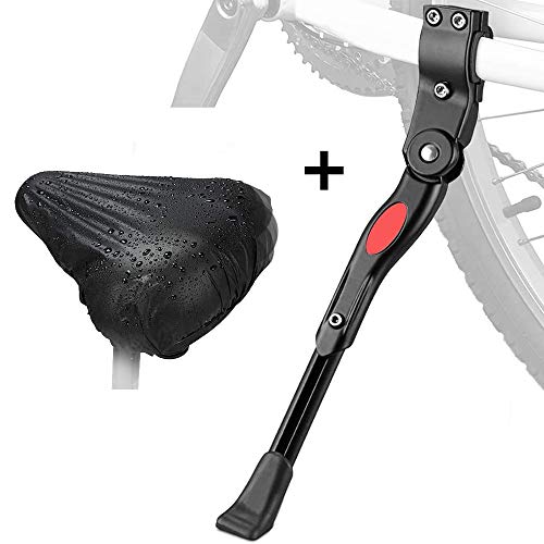 Wagoog Fahrradständer für 24-28 Zoll, Höhenverstellbarer Fahrrad Seitenständer Ständer Hinterbauständer Fahrradrahmen mit Fahrradsitz Abdeckung