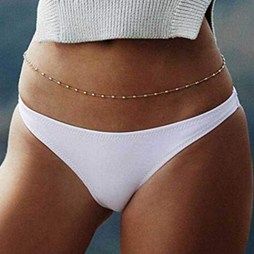Evild Boho Bikini Belly Chain Silver Beaded Simple Waist Chain Large Body Chain Belly Jewelry Summer Waist Accessories for Women and Girls