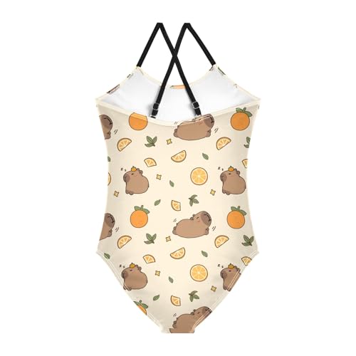Image of Girls One Piece Swimsuits Capybara with Cute Strawberry Cute Swimwear Bathing Suits 3-10T