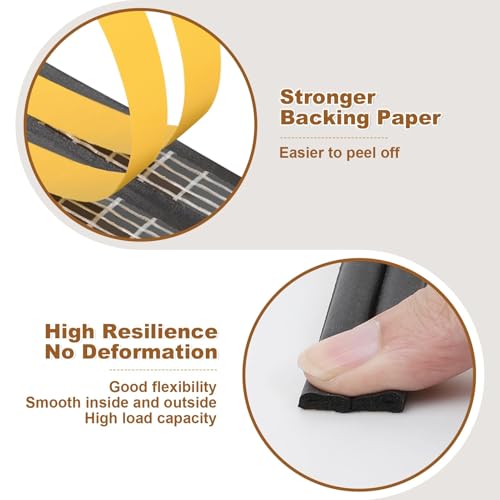 Image of Sealing Tape for Doors Windows, Self-Adhesive Foam Tape, Door Seal Window, Rubber Foam Seal Anti-Collision /Soundproof /Waterproof /Dustproof, 5 m, Black