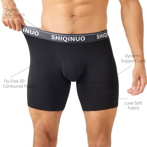 Men's Boxer Briefs - Stretch Cotton Underwear (95% Cotton),Moisture Wicking & No Ride Up,Breathable (4 or 6 Pack)4