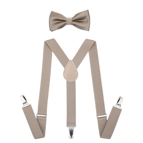 Image of AWAYTR Child Kids Suspenders Bowtie Set - Adjustable Suspender Set for Boys and Girls