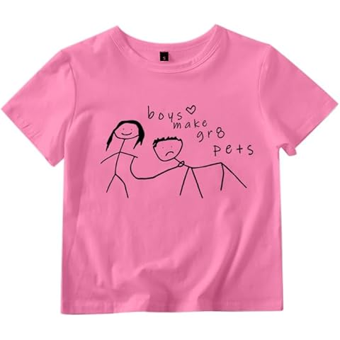Tuislay Womens Y2k Baby Tee Kawaii Graphic Crop Top Funny Cute Clothes Slim Fit Casual Summer T Shirt for Teen Girls(Pink,M) Cover