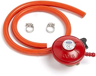 VonHaus Propane Gas Regulator 27mm for Gas Fire Pits, BBQs, Patio Heaters  Comes with 80cm Hose and 2 Clips  Compatible with Most Popular Gas Cylinders/Tanks/Bottles  Quick Connect, Durable
