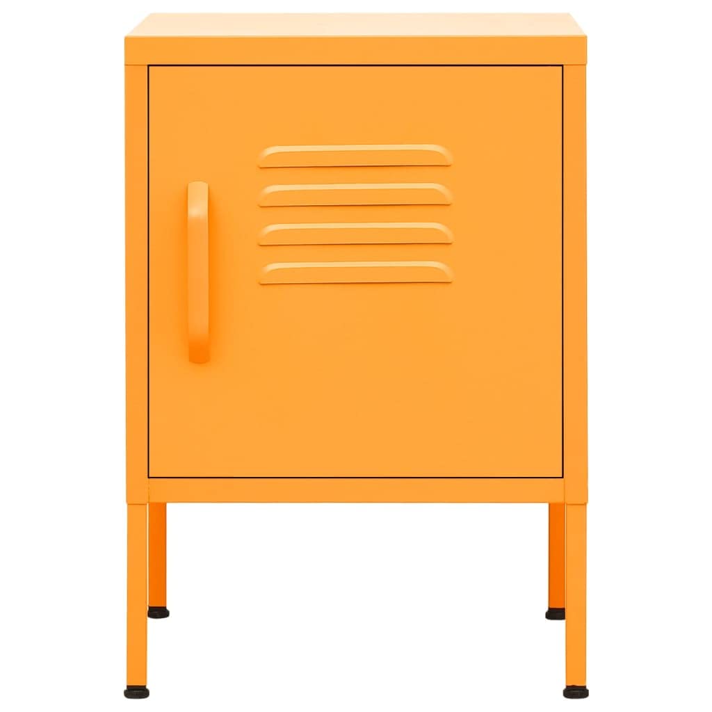 Table de chevet stable avec serrure et pieds réglables en acier jaune lot de 2 pour la chambre