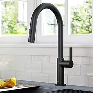 KRAUS Oletto Single Handle Pull Down Kitchen Faucet in Matte Black, KPF-2820MB KRAUS Oletto Single Handle Pull Down Kitchen Faucet in Matte Black KPF 2820MB