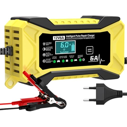 Cargadores de Batería Automóvil 12 Voltios | Portátil 12V Mantenedor Inteligente De Acumulador - Suministros Automotrices con Pantalla LCD y Compensación de Temperatura para Camión Golf Exterior e Ind