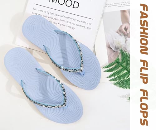 Image of KuaiLu Women's Rhinestone Flip Flops Arch Support Yoga Mat Cushion Sandals
