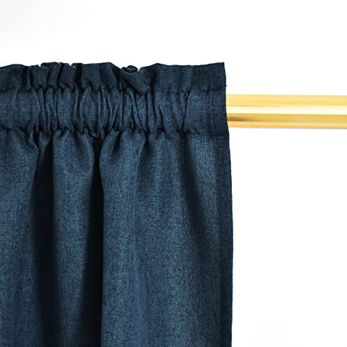 Upopo Navy Blue Valance Curtains 14 Inches Long Linen Textured Curtain Toppers Valance Living Room Kitchen Short Small Mini Bedroom Window Curtain Valances 1 Panel Rod Pocket 72"X14" #TOP2