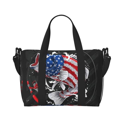 Carry On Duffle Bags Overnight Weekender Bags for Women, Largemouth Bass Fish in USA Personal Item Travel Bag, Travel Essentials Sport Gym Bag for Men Women