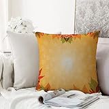Taies d'oreiller décoratives,Récolte de Fond pointillé à Rayures et de Feuilles de chêne vibrantes d'érable tremble Nature saisonnière Rouge ver,d'oreiller Maison Voiture Canapé Chambre 45 x 45CM
