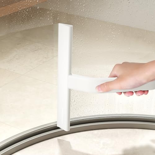 JustHang Shower Squeegee for Glass Doors, All-One-Piece Silicone with Built-in Hook Design for Easy Hanging and Cleaning, 10 Inch White