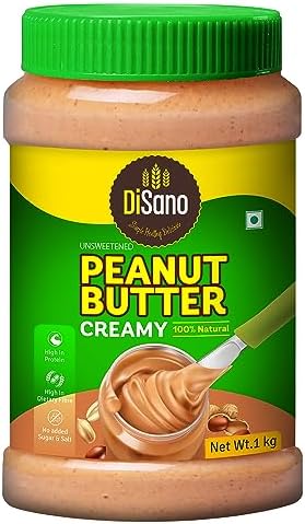DiSano Peanut Butter, All Natural, Creamy, Unsweetened, 30% Protein, Gluten Free, Non GMO, 1Kg