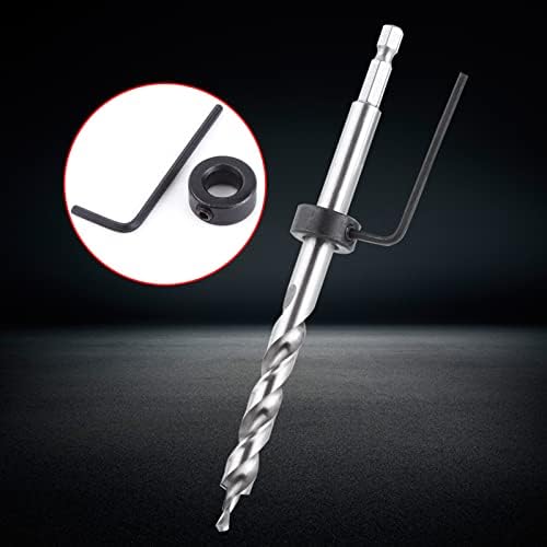 3/8" Step Drill Bit Hex Shank Pocket Hole Drill Bit with Adjustable Depth Stop Collar for Pocket Hole Jig Kit