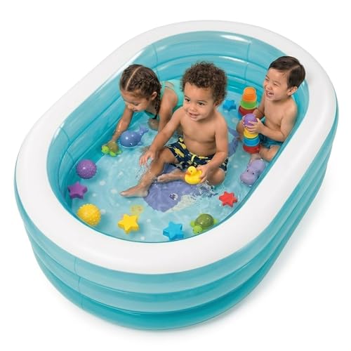 Image of Coku 5.5 Feet Oval Inflatable Swimming Pool for Kids & Adults | 3-Ring Family Pool, Thick PVC Foldable Bathtub, 64 x 42 x 18 Inch for Backyard, Garden, Indoor Outdoor Use