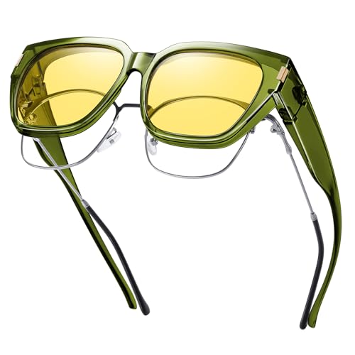 HAOLOTA Polarized Fit Over Glasses Sunglasses for Women Men Trendy Square Wrap Around Shades UV Protection