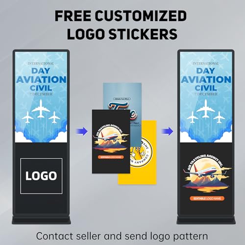 Image of 65 Inch Digital Signage Display, 4K 2160P LCD Touchscreen Indoor Floor Standing Digital Kiosk, Auto Media Player Advertising Display Poster with Android OS Remote Control