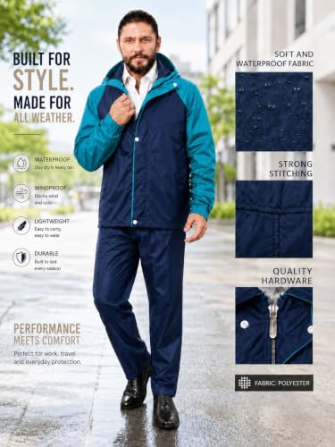 Image of La' exclusivite Classivo Waterproof Reversible Raincoat for men (IN, Alpha, M, Optimus Blue)