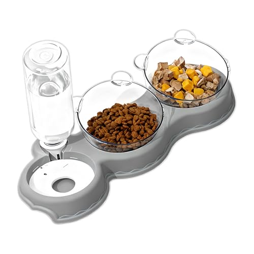 Ciotola per gatti - Ciotola automatica antiscivolo - Doppia cottura rialzata per gatti da interno | Adatta a tutte le razze Gattini piccoli gatti domestici lunghi viaggi quotidiani