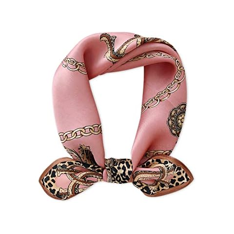 LumiSyne Seidenschal Damen Quadratischer Schal Mode Leopard Animal Print Maulbeerseide Kleines Vierecktuch Leicht Halstuch Seidentuch Multifunktionales Bandana Kopfschmuck Haarband Cover