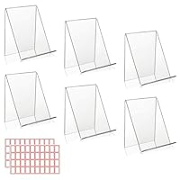 Clear Acrylic Book Stand for Display,Transparent Acrylic Sign Holder Stand,Display Stand for Books, Music Sheets,Magazine,Tablets and Phones,Card and Artwork displays (6Pcs: L/ 10 * 11.5 * 13cm)