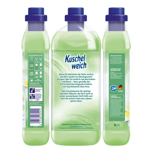 Kuschelweich Weichspler Aloe Vera, Hautvertrglichkeit dermatologisch  besttigt, Weichspler Kuschelweich ohne Mikroplastik, praktischer Vorrat  12 x 1 Liter je 38 Waschladungen : Amazon.de: Drogerie & Krperpflege