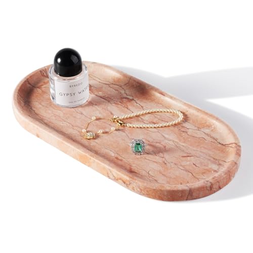 Image of Koville Norway Natural Marble Tray, 12 inchx6 inch Vanity Decorative Tray for Countertop, Catchall Tray for Perfume, Candles, Jewelry Dish