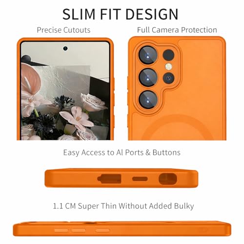 Image of Elzzi Magnetic Magsafe for Samsung S26 Ultra Case, Upgraded [Full Camera Protection] [Compatible with Magsafe] [Translucent Matte] Shockproof Protective Phone Case for Men & Women - Cosmic Orange