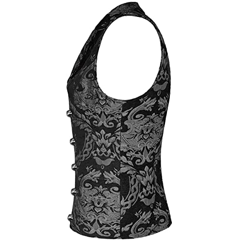 Darkrock Prime Quality Victorian Steampunk Edwardian Western Cavalier Waistcoat Vest Brocade Silver Black Gothic Men's Vest3
