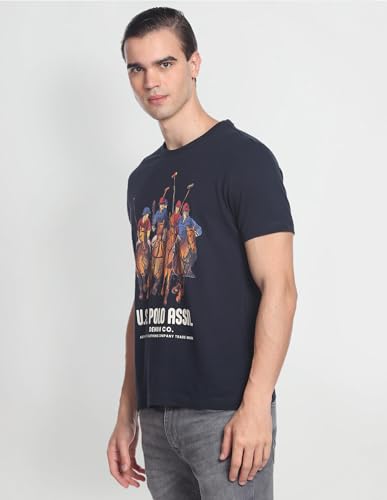 Image of U.S. Polo ASSN. Brand Printed Cotton T-Shirts for Men - Slim Fit, Half Sleeves Mens Casual T Shirts