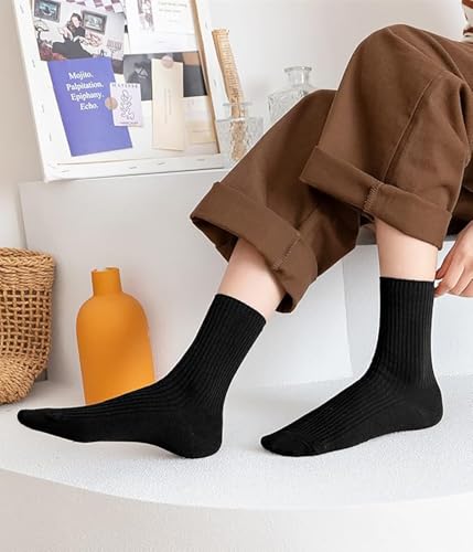 Image of Womens Striped Crew Socks, Cute Vintage Retro Mid Calf Boot Socks for Women Ladies 5 /6 Pairs, Size 5-10