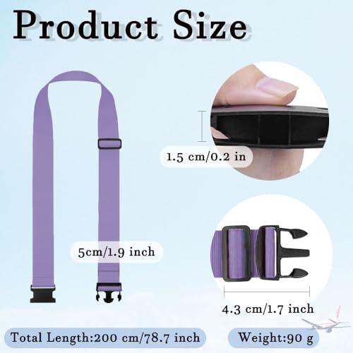 Luggage Suitcase Straps Set Adjustable Travel Packing Straps with Buckles Luggage Belts for Travel Bag Suitcase ((Purple,2)) - Image 3