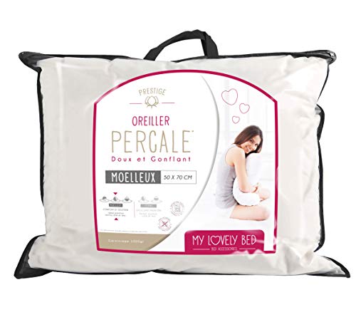 My Lovely Bed - Almohada Percal 100% Algodón 50x70 cm - Tacto Suave - Mullida - Antiácaros