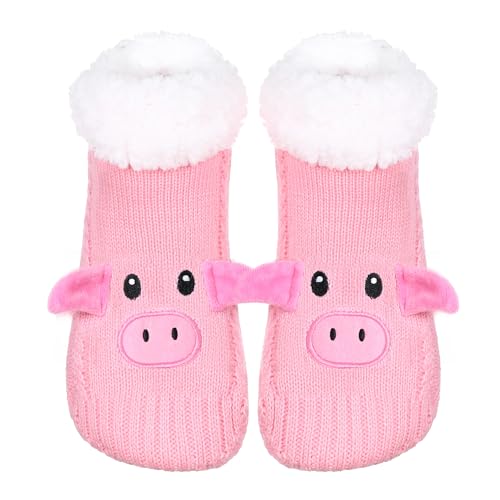 Image of ZYZX Cute Animal Slipper Socks for Women with Grips,Fuzzy Socks Indoor
