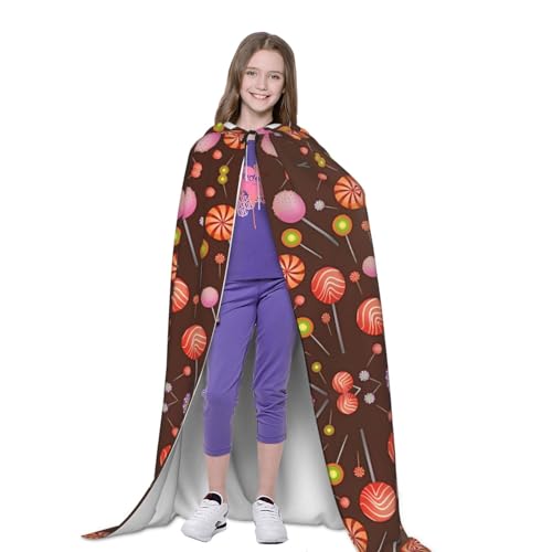 Capa con capucha unisex y estampado de piruletas para bata de cosplay de mago 5