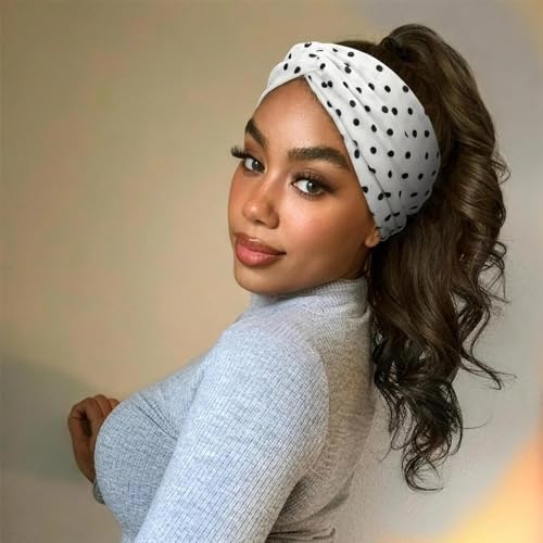 Image of DRESHOW 4 Pack Turban Headbands for Women Wide Vintage Head Wraps Knotted Cute Hair Band Accessories