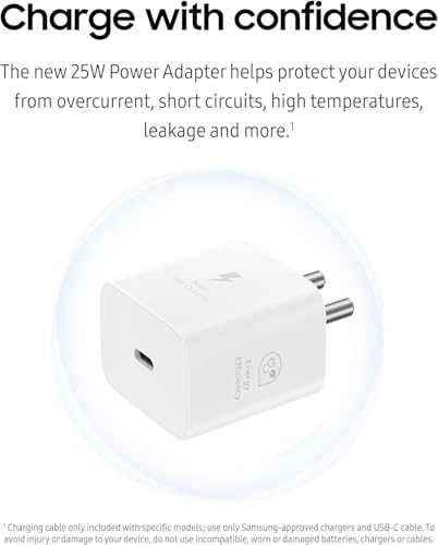 Image of Original Samsung 25W Gan Type C Ultra-Fast Charging Adapter for Galaxy A16 /M05 /A05, A35 /M35 /F05 /M15, F15 /A15 /M36 /F36 /A36, M34 /S24 Ultra,S23 /fe /Z fold /flip /6 /5,Tablet| 25 w Adaptor Charge, White