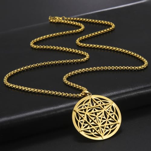 VASSAGO Merkabah on Flower of Life Necklace Mandala Necklace Geometry Star Tetrahedron Merkaba Pendant Necklace Buddhist Lotus Flower Mandala Pendant Jewelry Gift for Women Men4