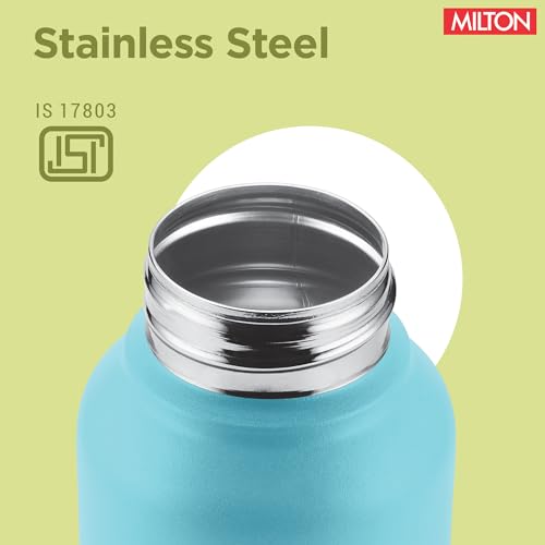 Image of MILTON Torino 1000 Stainless Steel Water Bottle, Leakproof Lid, Single Walled, ISI Certified I For School, Office, Gym I 980 ml, Light Blue & Dark Blue